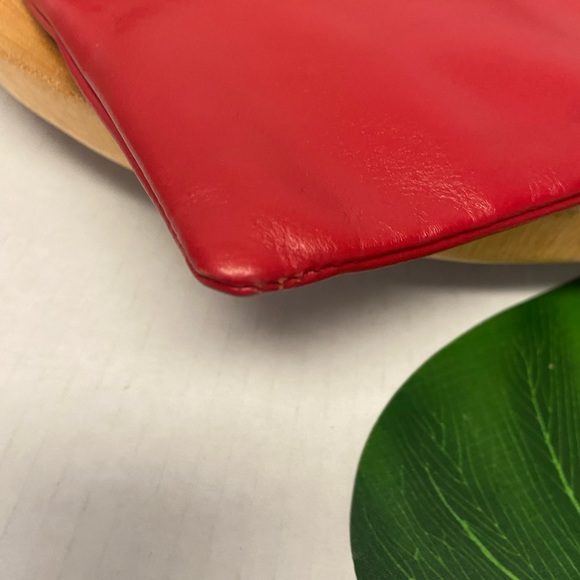 India Hicks Red Leather Zippered Clutch